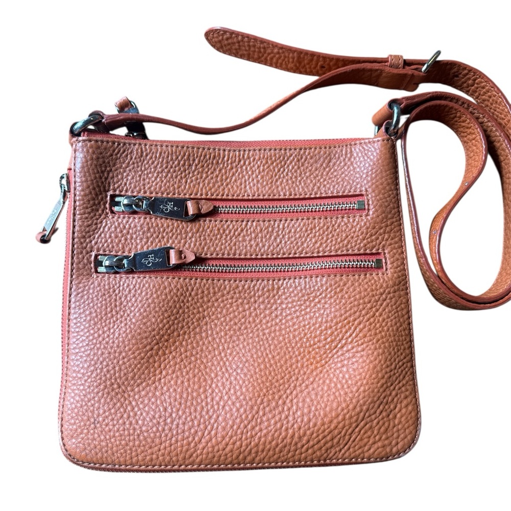 Cole Haan Orange Pebbled Leather Crossbody Bag
